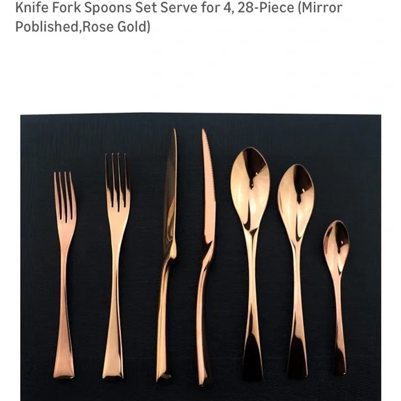 Elegant Rose Gold Flatware Set - 28-Piece - Picture 13 of 13
